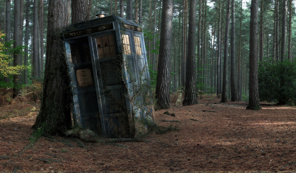 forest, box, tardis, Police box, tree