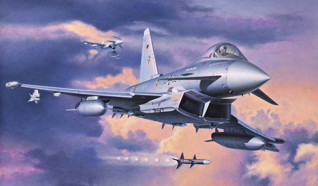 в, Арт, eurofighter typhoon, самолет, многоцелевой, истребитель
