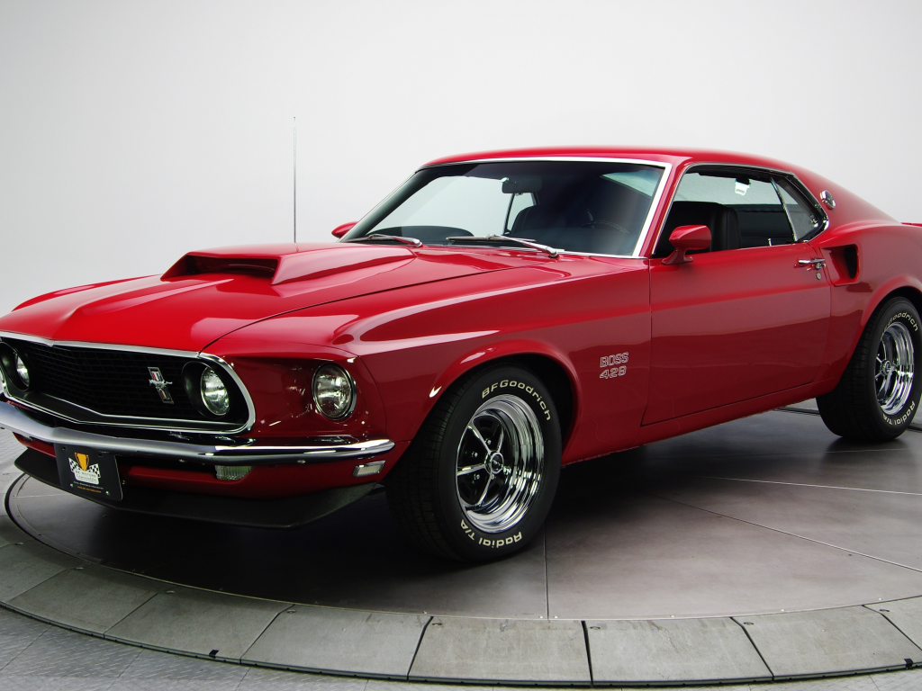 босс, 1969, форд, Ford, red, muscle car, мустанг, boss 429, mustang