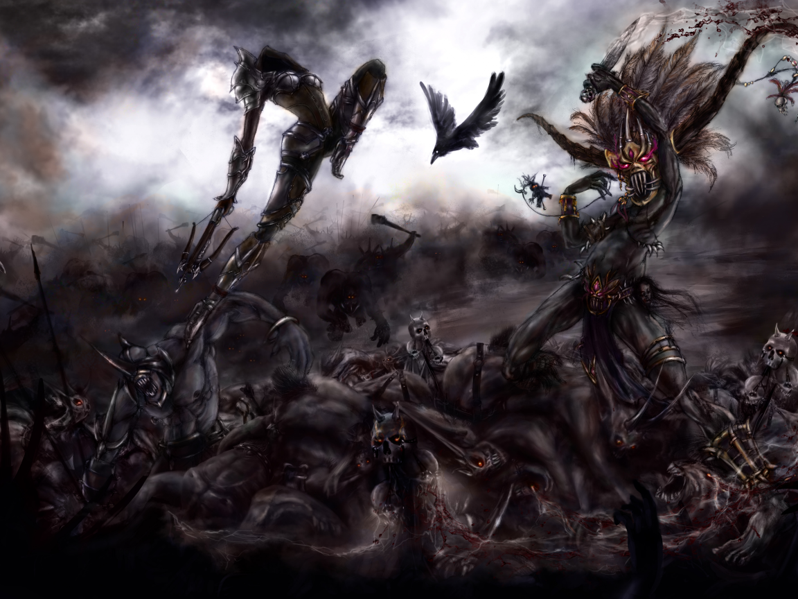 демоны, Diablo 3, битва, охотник, арт, колдун, на демонов
