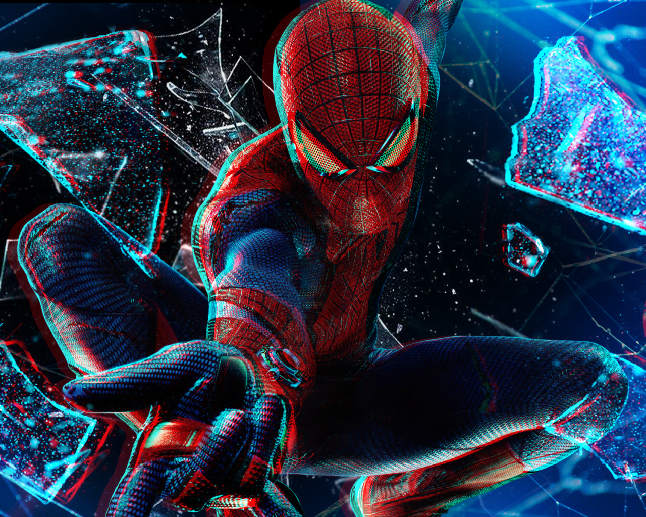разбитое стекло, 1080p, в полёте, Spider man, 3d