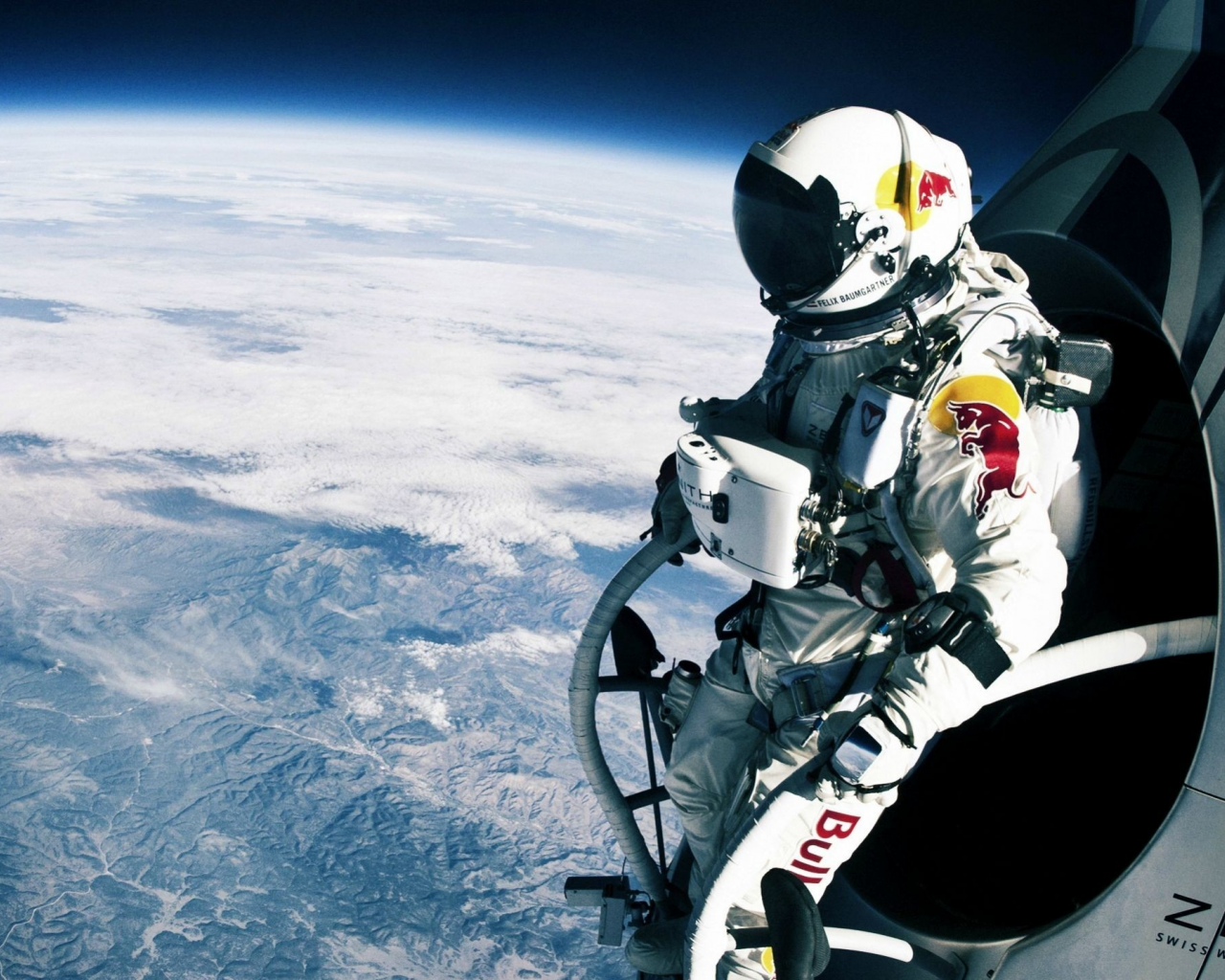 прыжок, космос, red bull, спортсмен, Felix baumgartner, полёт