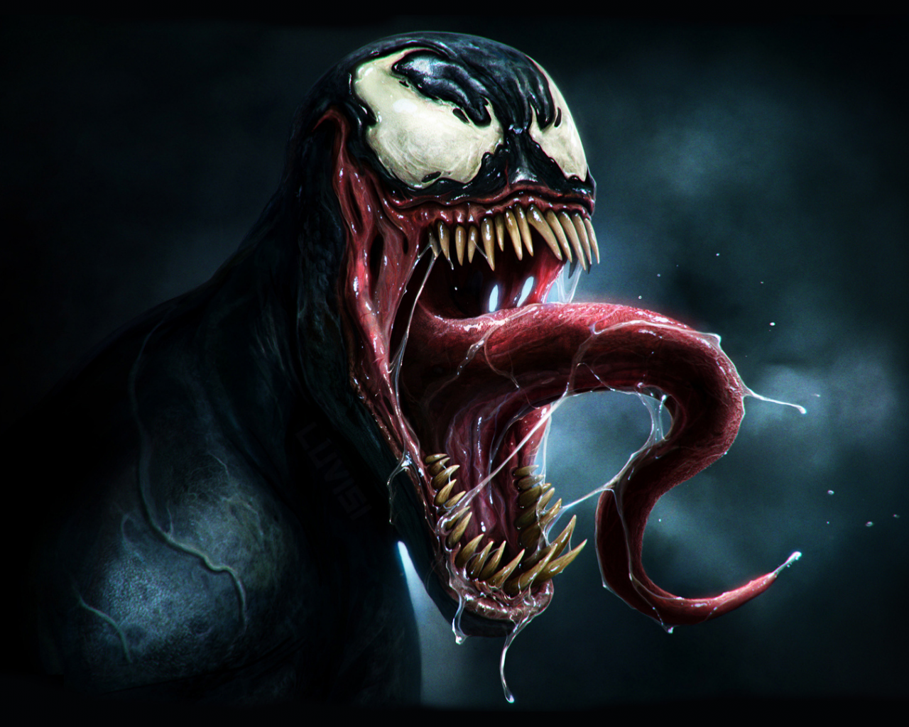 язык, Venom, danluvisiart, сила, зубы, веном, страх, глаза