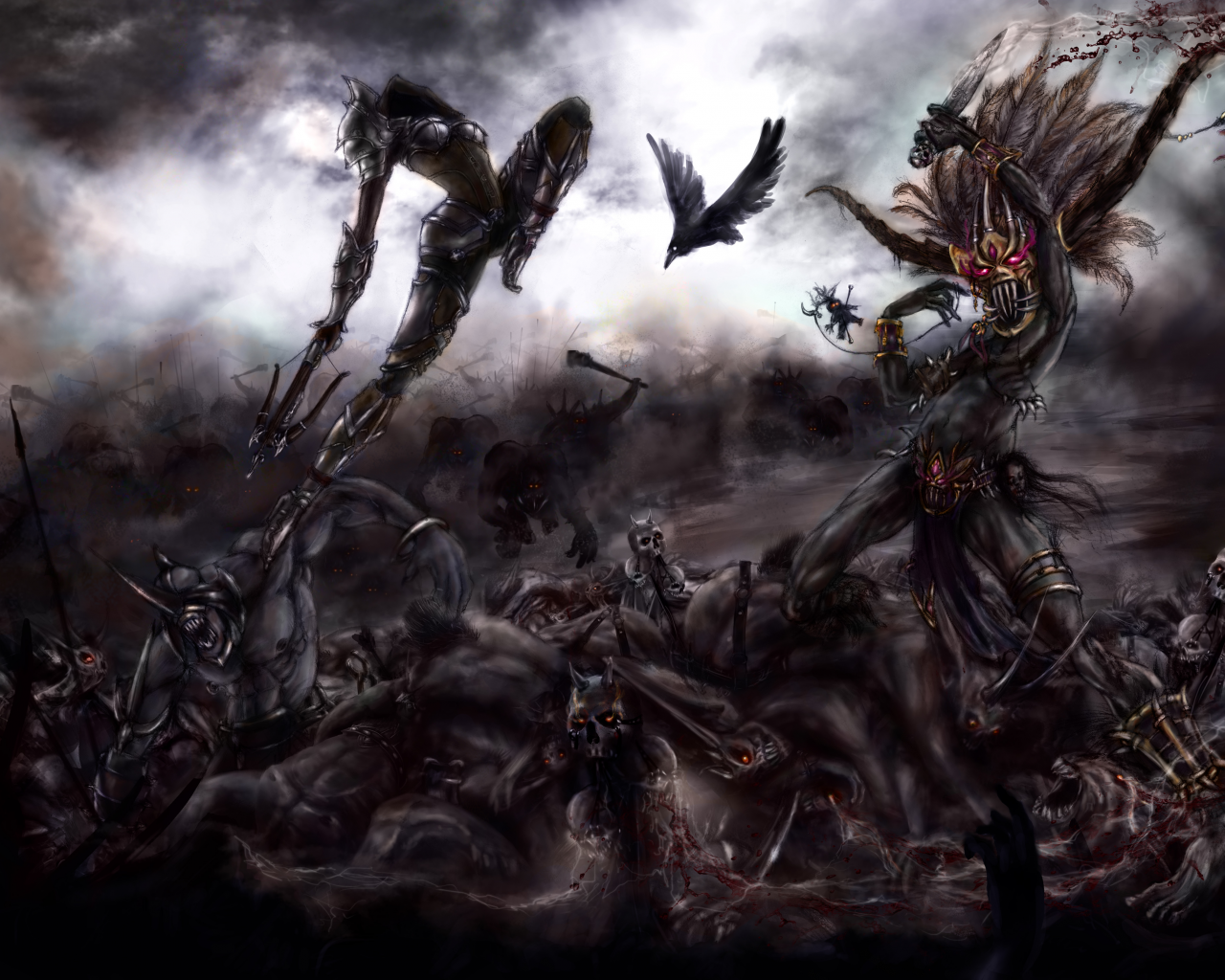 демоны, Diablo 3, битва, охотник, арт, колдун, на демонов