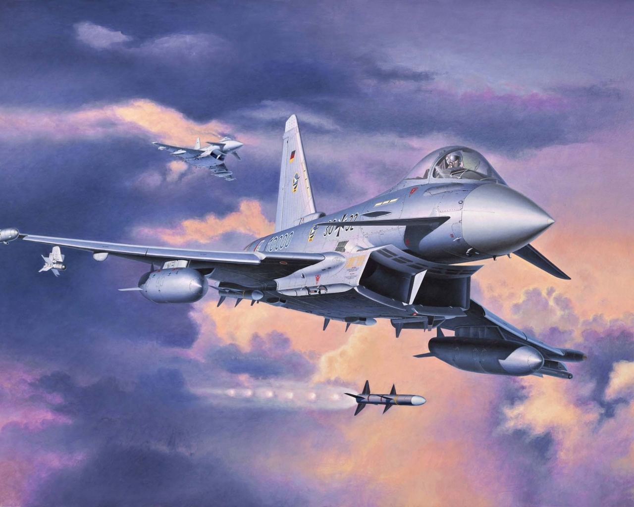 в, Арт, eurofighter typhoon, самолет, многоцелевой, истребитель