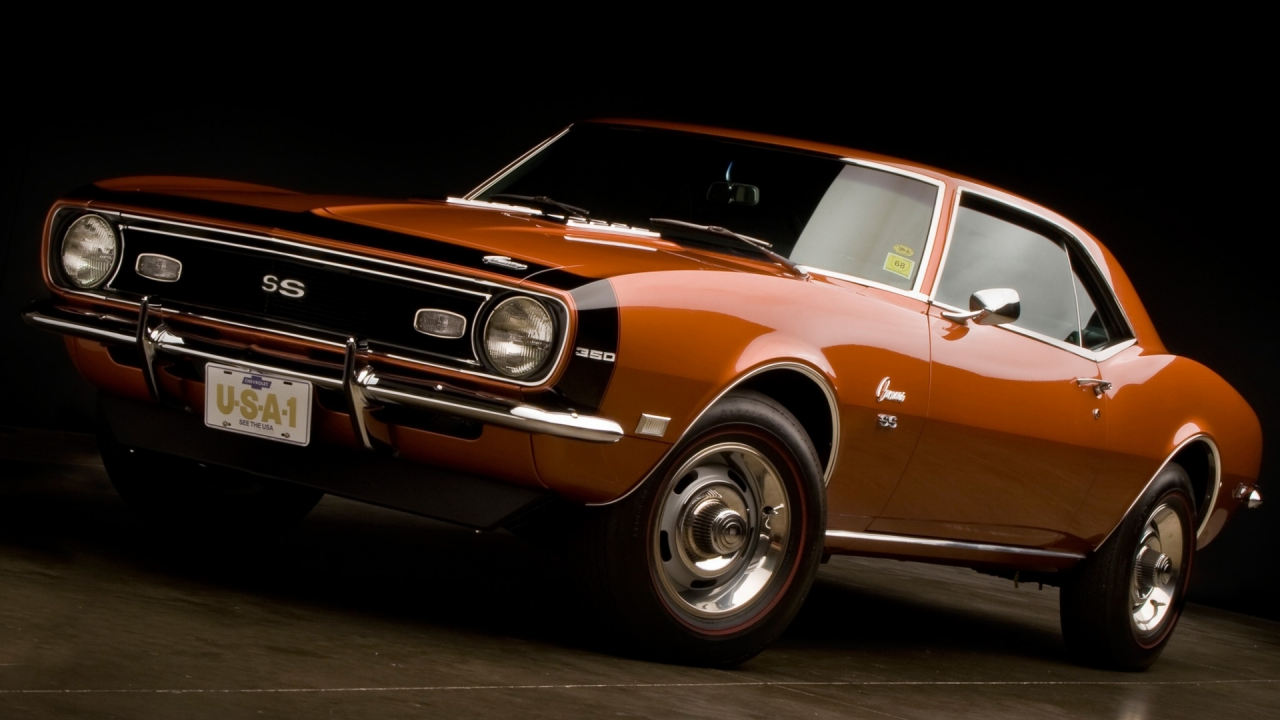 оранжевый, сс, шевроле, Chevrolet, camaro, ss, камаро, 1968, купе, 350