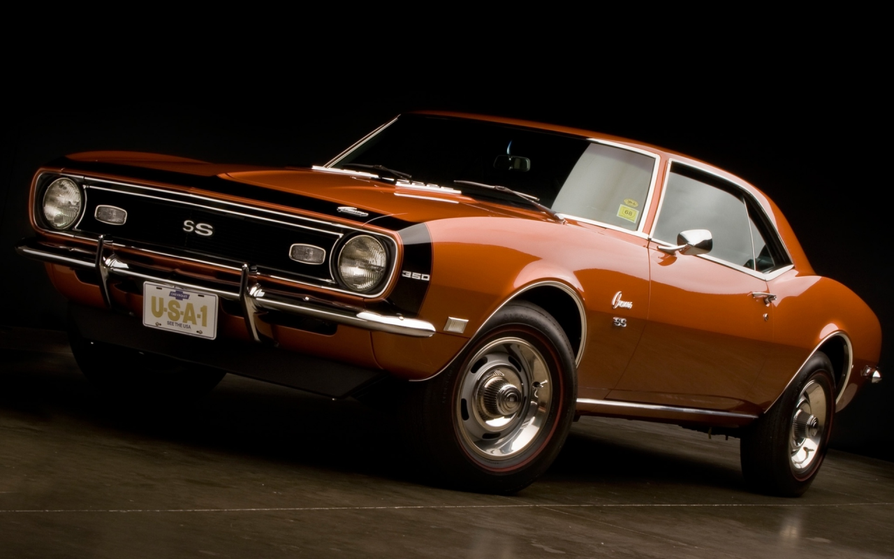 оранжевый, сс, шевроле, Chevrolet, camaro, ss, камаро, 1968, купе, 350