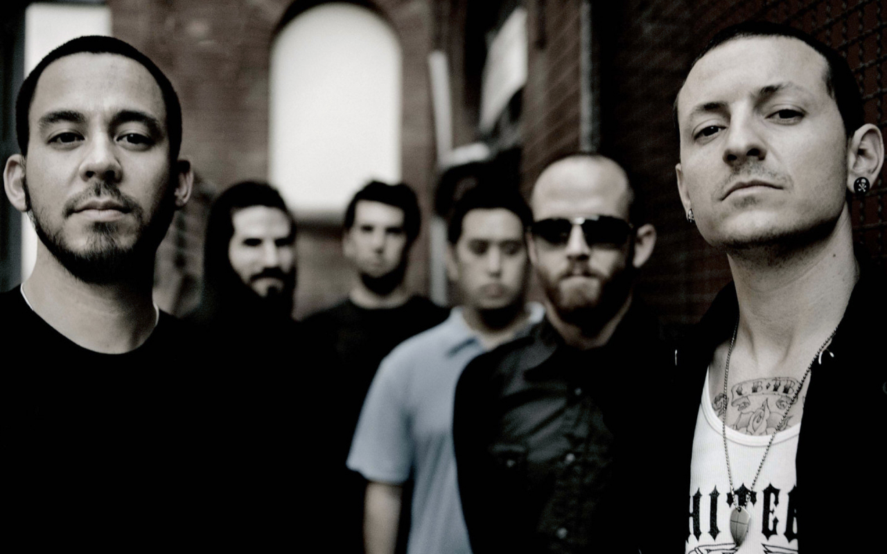 Linkin park, затемненное фото, группа, честер, майк шинода
