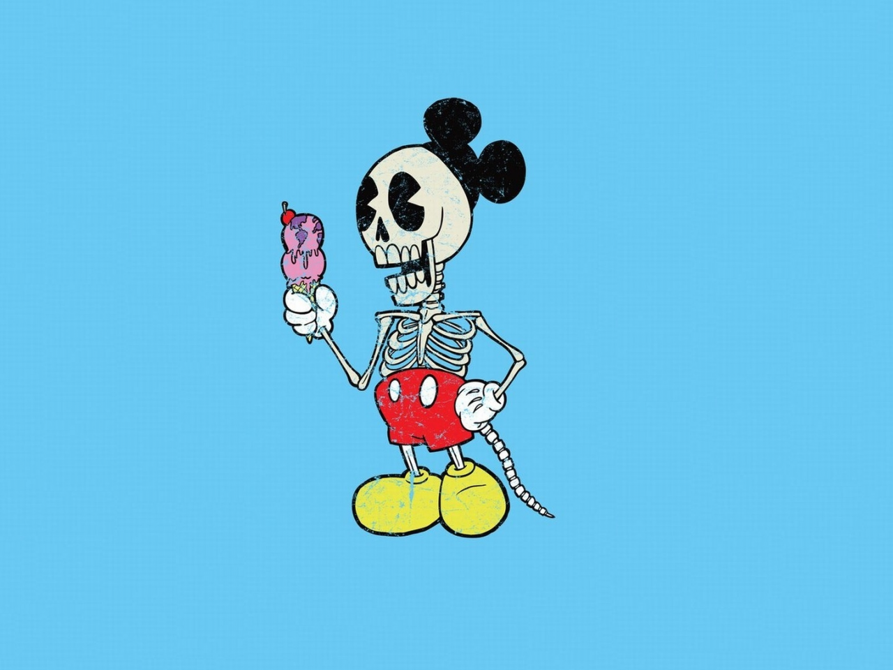 mickey mouse, скелет, минимализм, Alejandro giraldo, микки маус