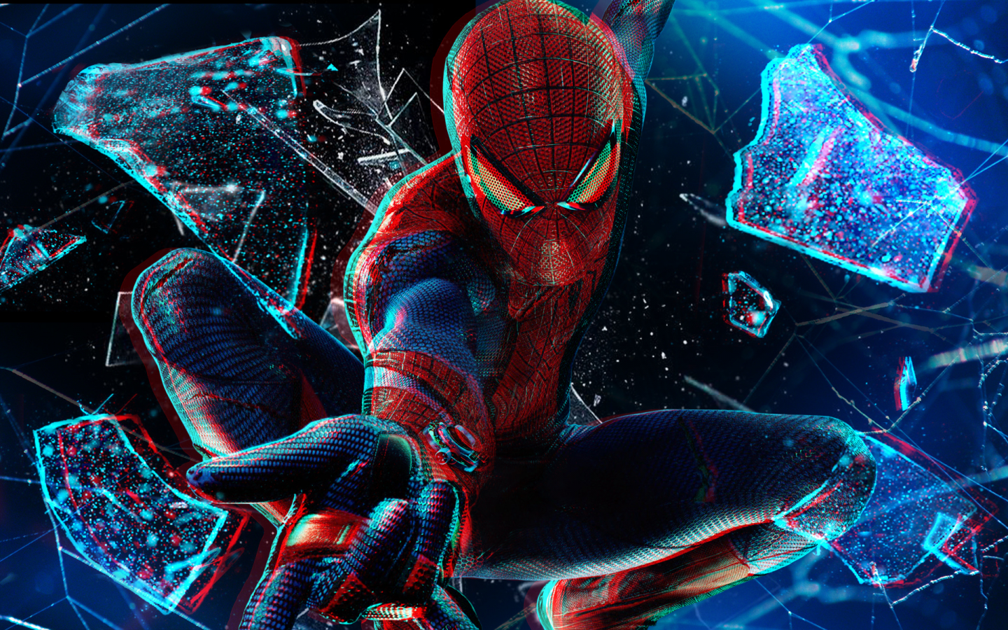 разбитое стекло, 1080p, в полёте, Spider man, 3d