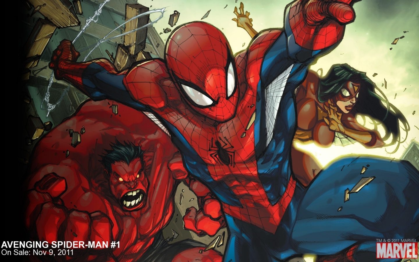red hulk, человек-паук, marvel, comics, spider-woman, Avenging spider-man