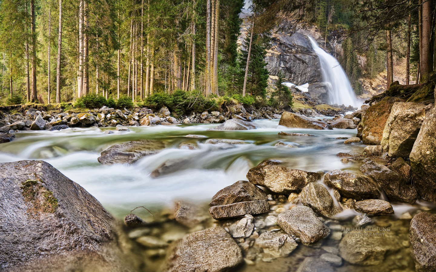 водопад, Michael breitung, австрия, лес