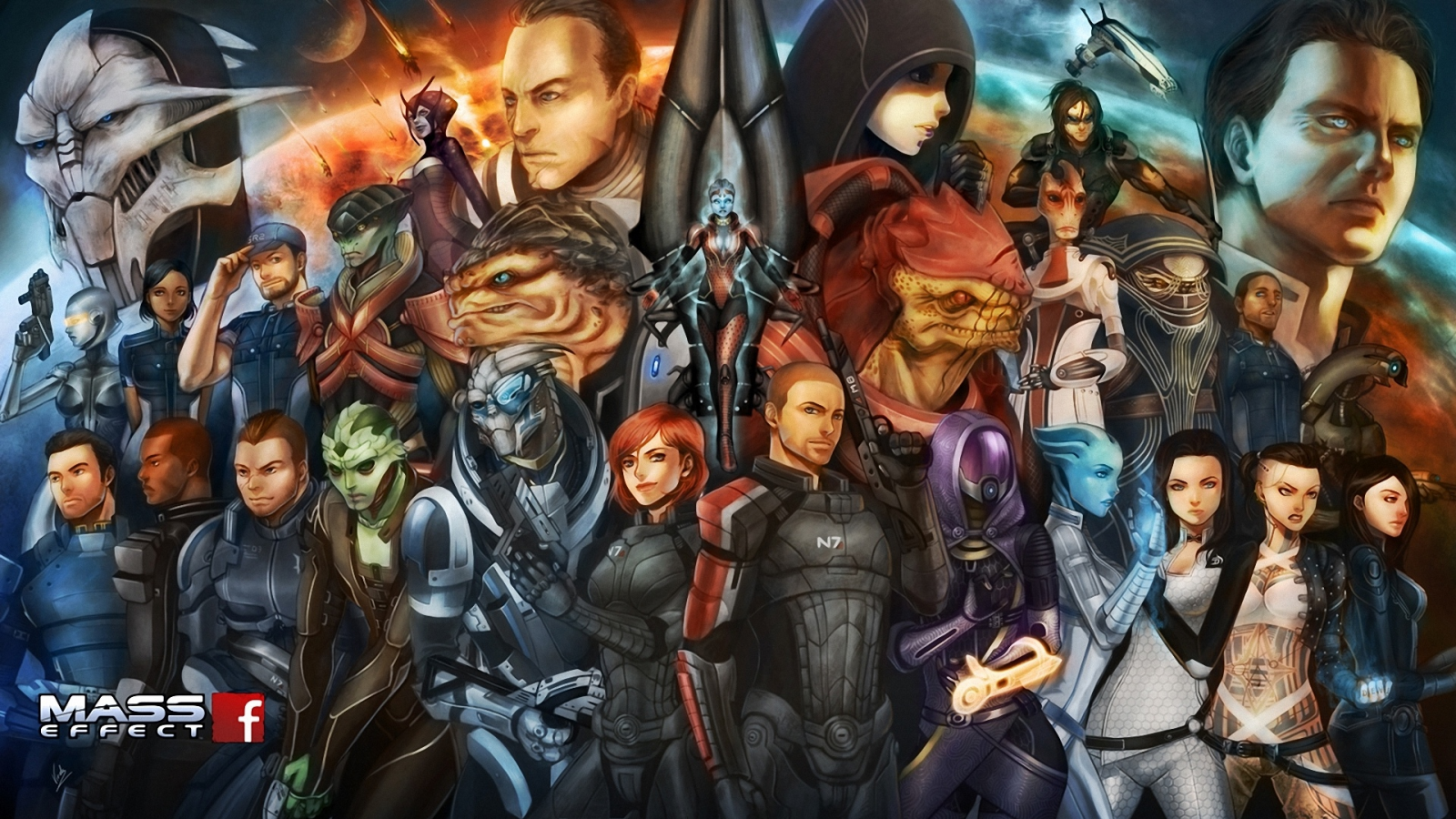 mass effect, цербер, нормандия, жнец, персонажи, шепард, Fan art