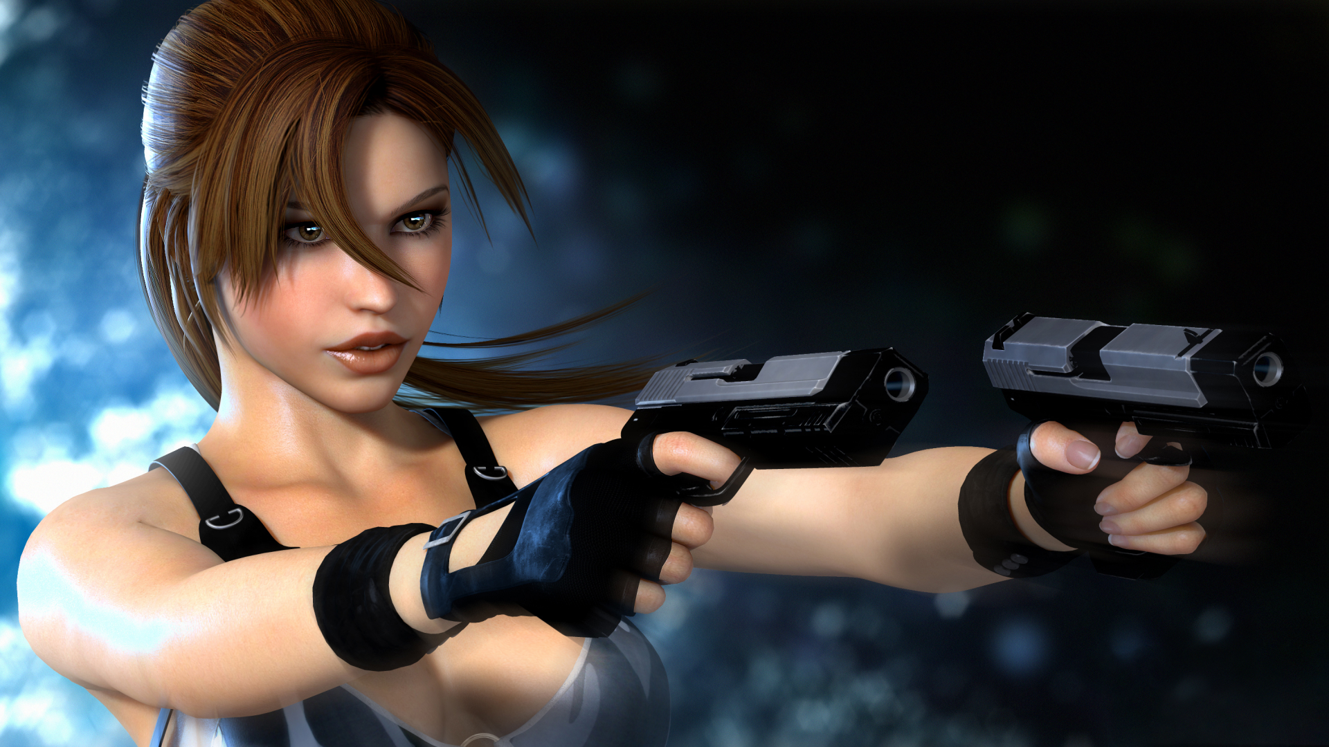 lara croft, девушка, оружие, блики, взгляд, Tomb raider