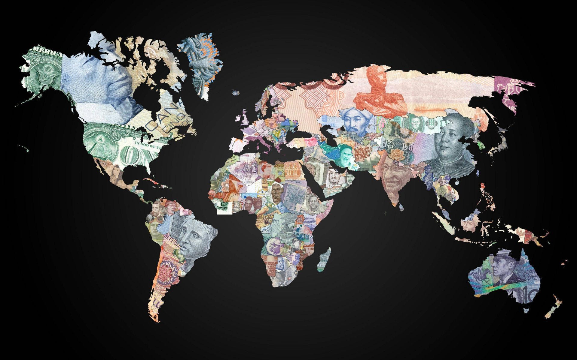 валюта, страны, фон, континенты, карта мира, Карты