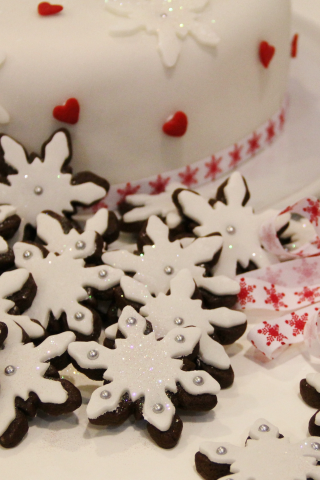 белый, печенье, снежинки, еда, рождество, Угощение