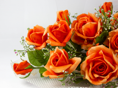 цветы, искусственные, оранжевые, лепестки, Розы
