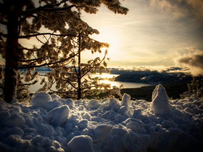 lake tahoe, winter, Зима, снег, природа, озеро