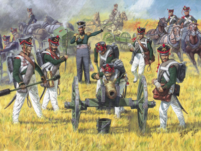 русская, Арт, пешая артиллерия 1812 - 1814гг.легкие полевые