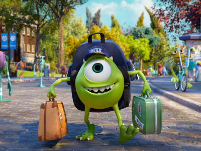 mike wazowski, чемодан, радость, кепка, Monsters university, pixar, disney