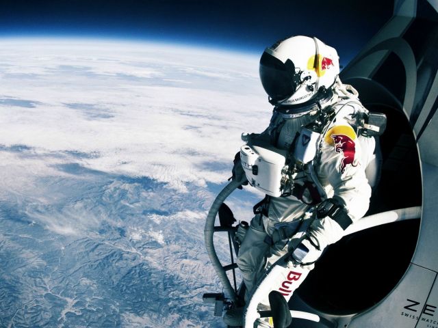 прыжок, космос, red bull, спортсмен, Felix baumgartner, полёт
