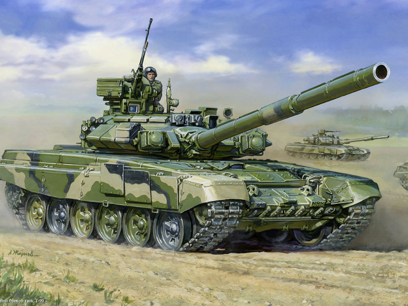 Танк, т-90, российский, танкисты, основной боевой танк