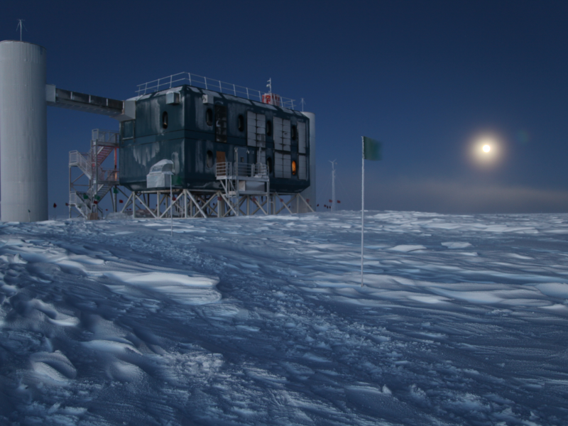 ночь, Обсерватория, холод, observatory, cube, антарктика, neutrino