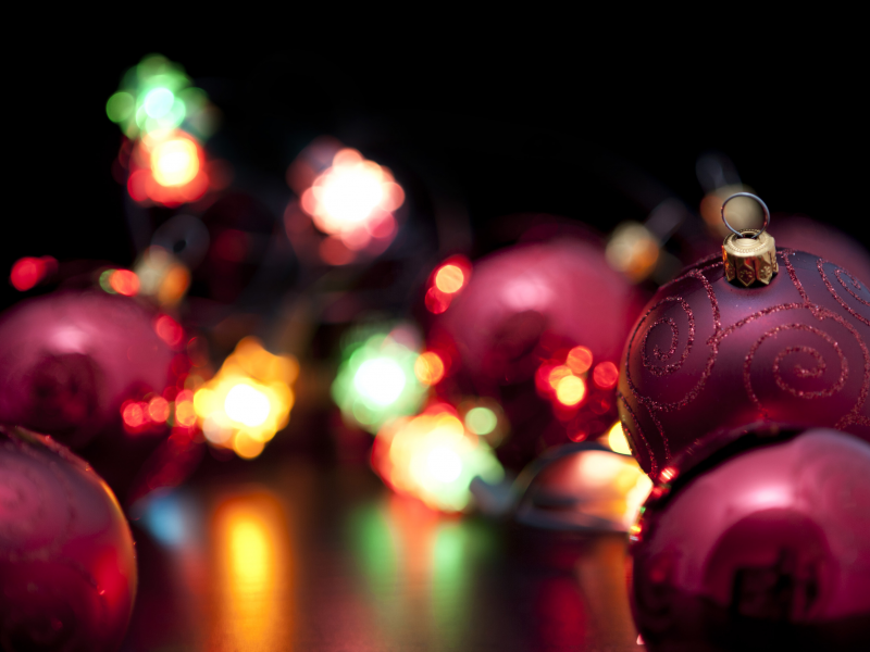 огни, новый год, шары, рождество, фонарики, Праздник