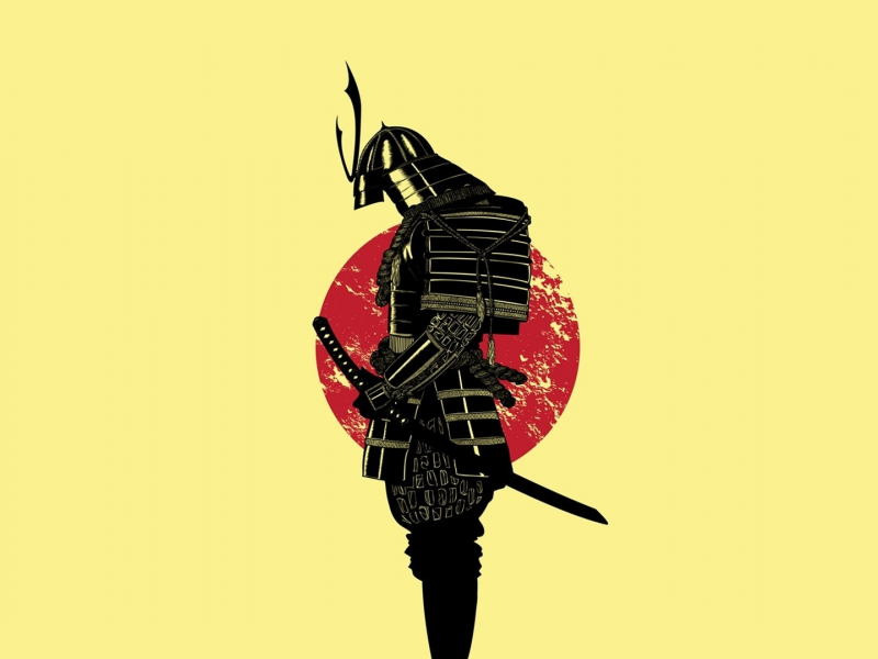 Самурай, меч, воин, солнце