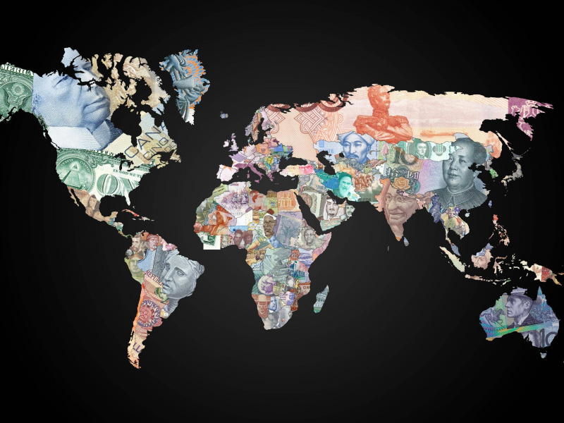 валюта, страны, фон, континенты, карта мира, Карты