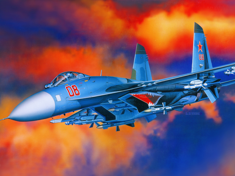 самолёт, ввс рф, российский, авиация, Су-27, истребитель