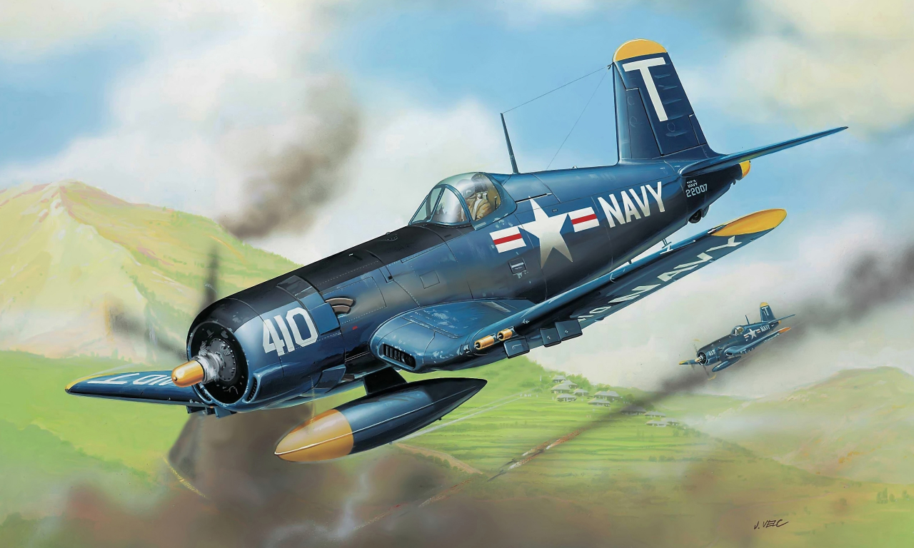 корсар, f4u-5, Арт, истребитель, самолет, corsair, палубный