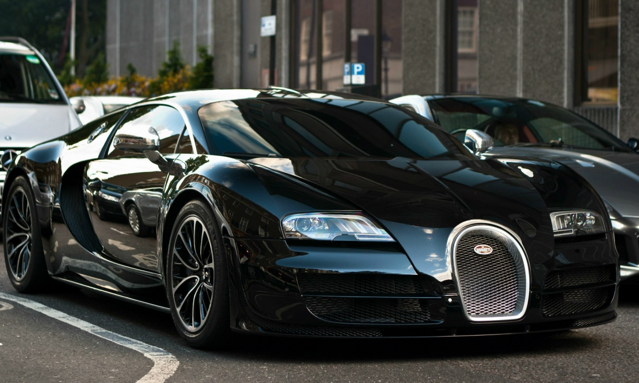 дорога, обои авто, чёрный, Bugatti veyron super sport