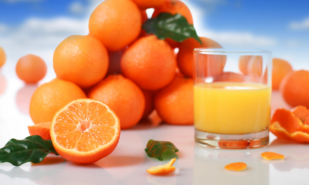 Сок, апельсиновый, фрукты, стакан, апельсины, цитрусы