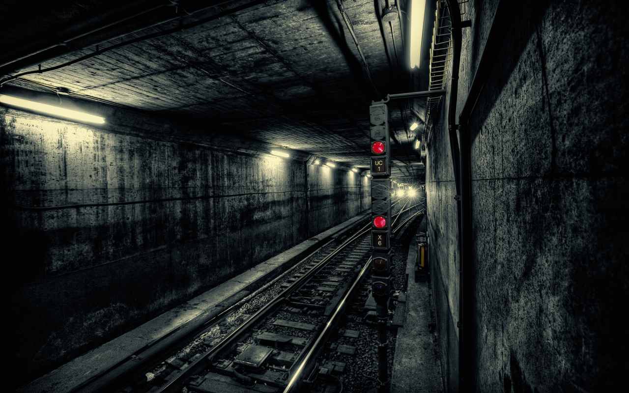 тоннель, поезд, свет, метро, подземка, Город