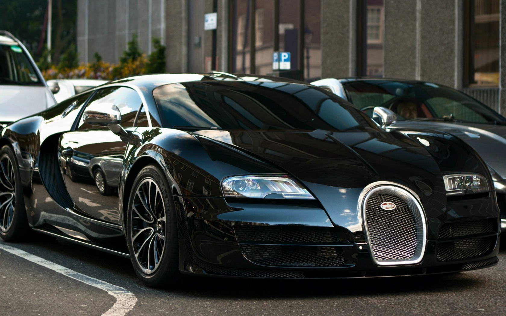 дорога, обои авто, чёрный, Bugatti veyron super sport