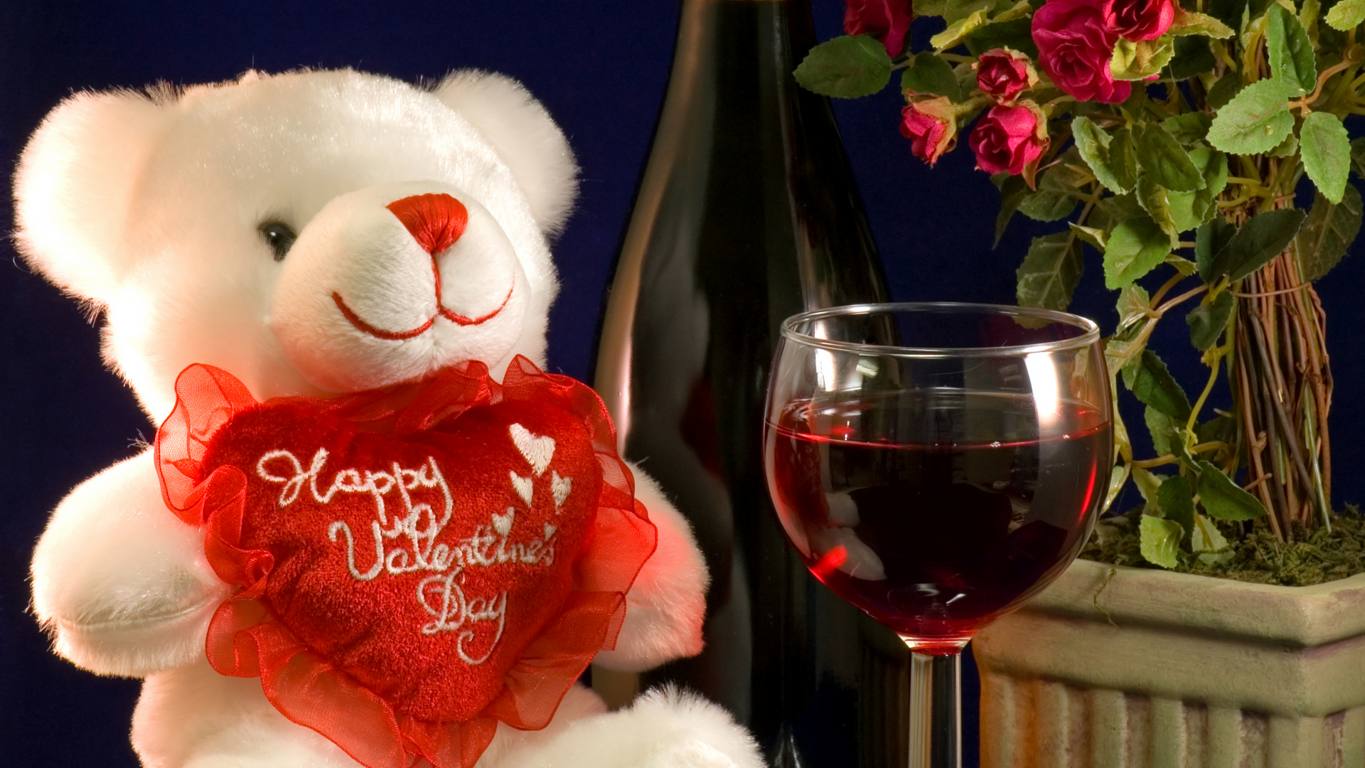 мишка, вино, сердечко, бокал, День свявтого валентина