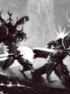 демон, Warhammer 40k, серые рыцари, хаос, терминатор, схватка