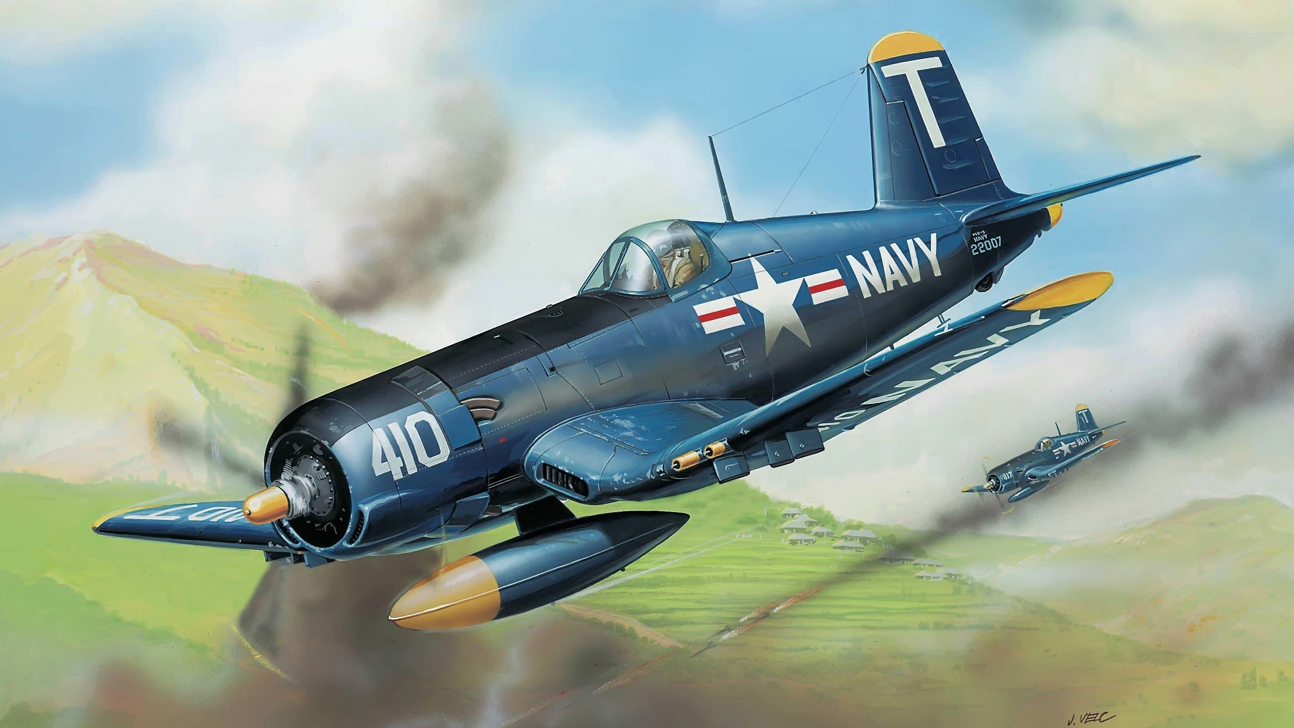 корсар, f4u-5, Арт, истребитель, самолет, corsair, палубный