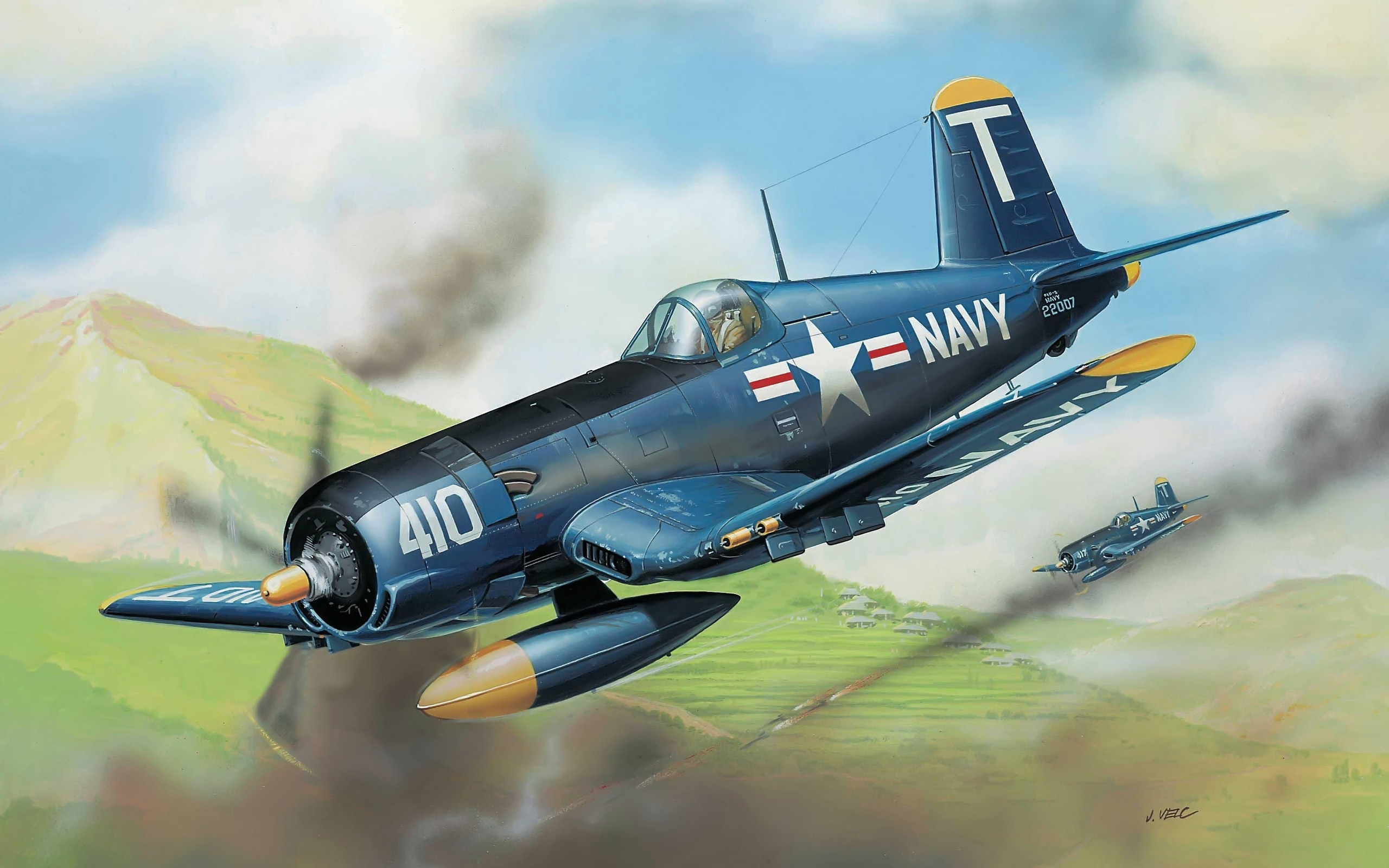 корсар, f4u-5, Арт, истребитель, самолет, corsair, палубный