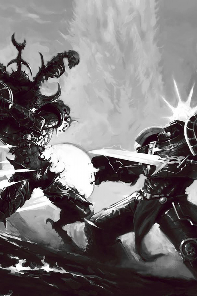 демон, Warhammer 40k, серые рыцари, хаос, терминатор, схватка