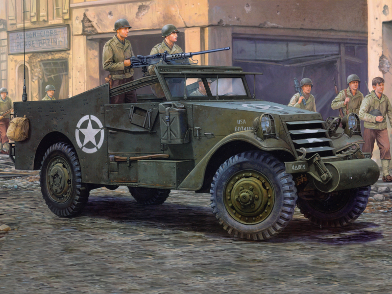 бронетранспортер, M-3 scout, обои, вторая мировая война