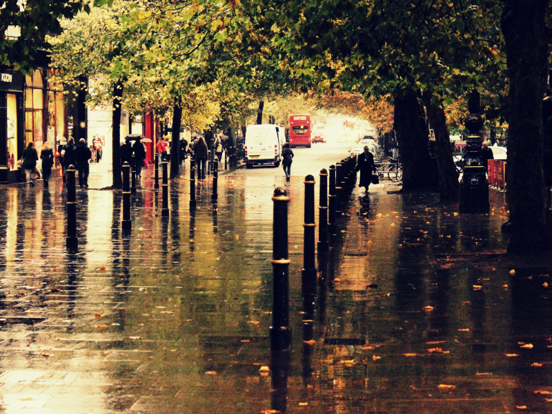 улица, дождь, город, Осень