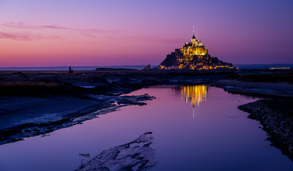 крепость, Франция, mont saint-michel, остров, мон-сен-мишель