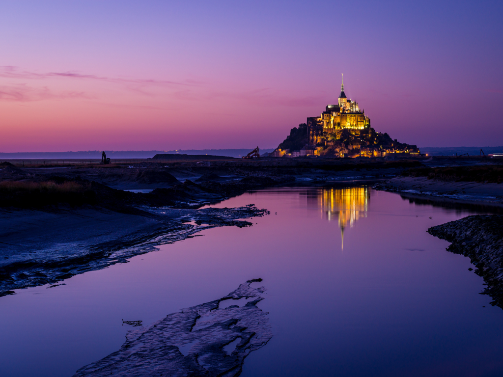 крепость, Франция, mont saint-michel, остров, мон-сен-мишель