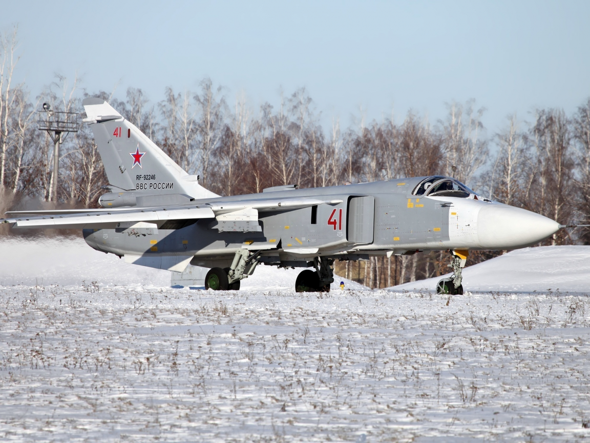 самолет, Су-24, бомбардировщик, взлет, фронтовой