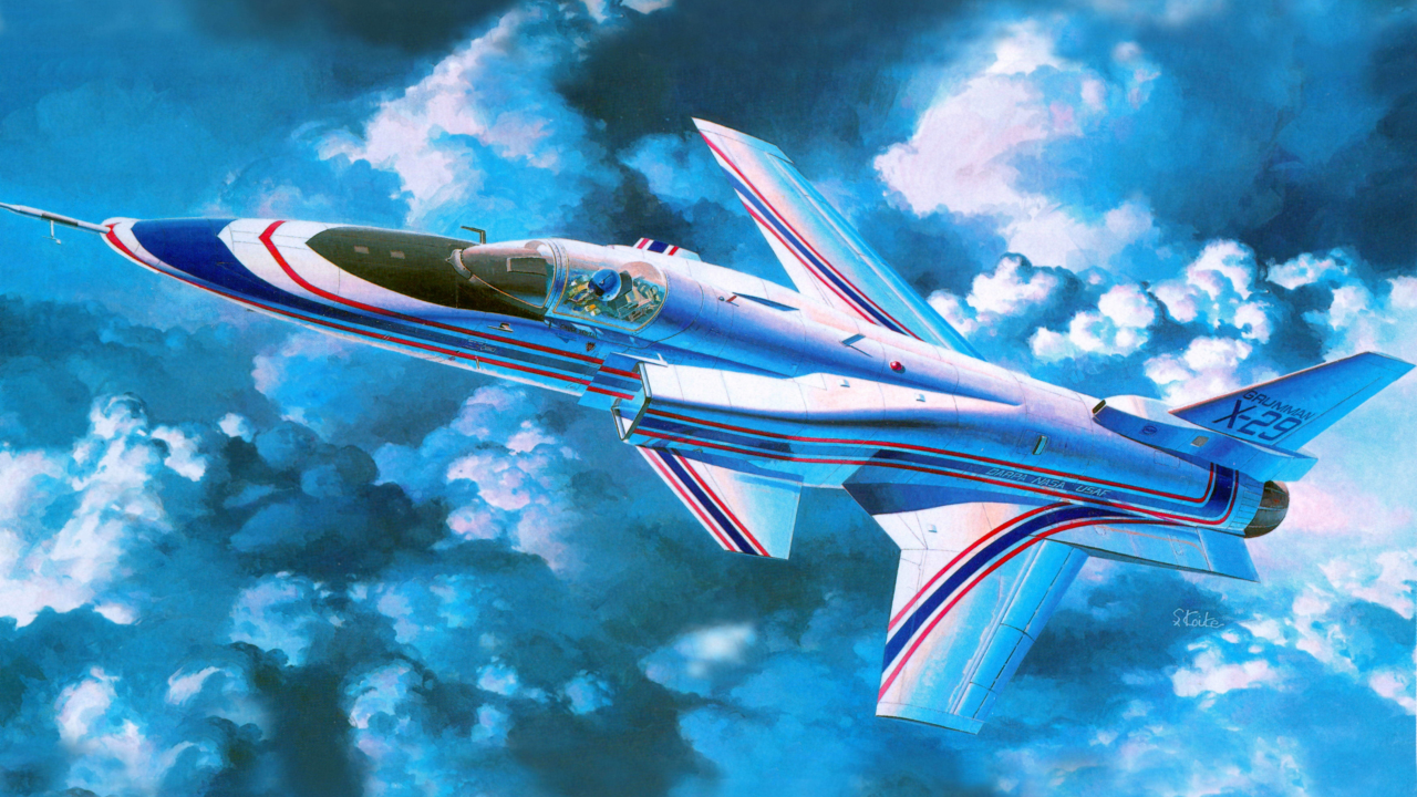 небо, американский, обратной, самолёт, x-29, Арт, с, grumman