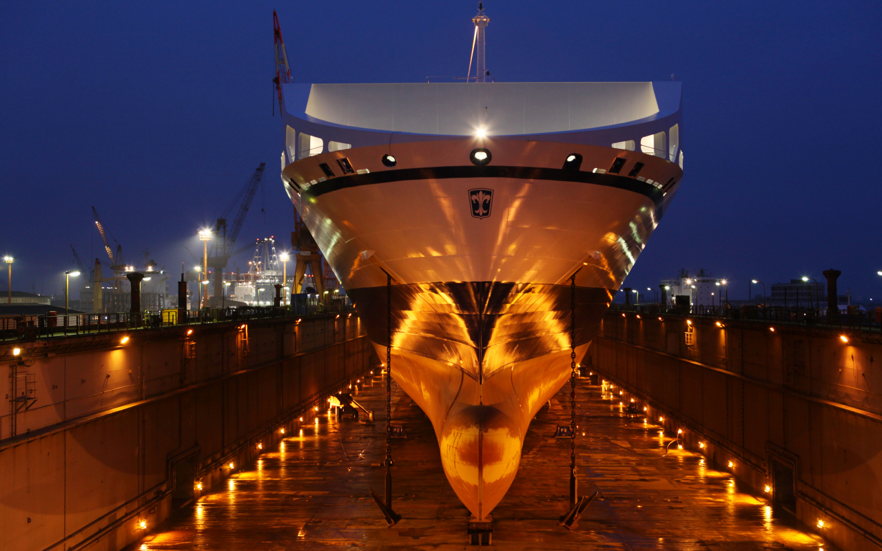 Bore sea, порт, ночь, ship, судно, anchores, док, lights, dry dock