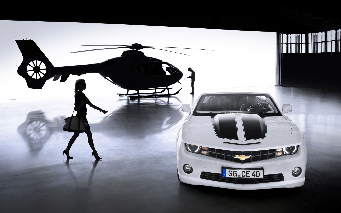 вертолёт, Chevrolet, camaro, convertible 2012, девушка