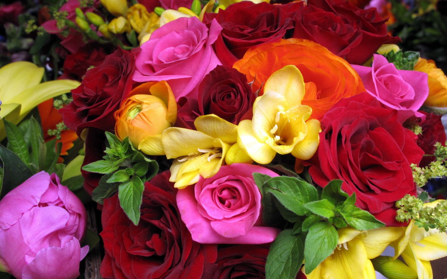  цветы, оранжевые, букет, розовые, красные, розы, цветок